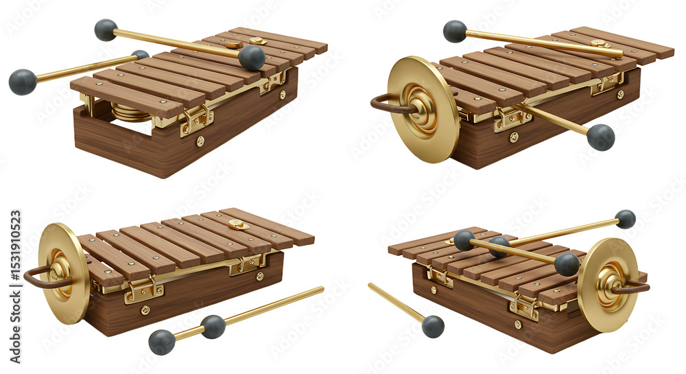 Fototapeta premium Wooden xylophone instrument different angles