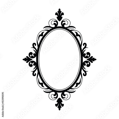 Elegant oval frame with flourishes vintage design