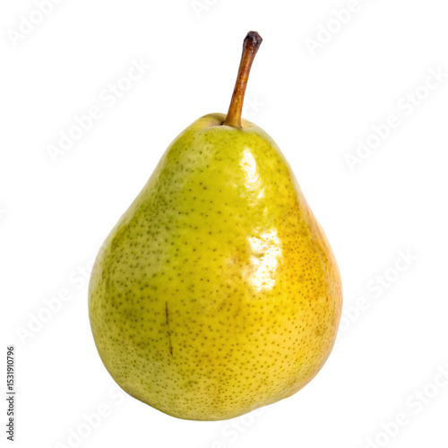 A single sweet and ripe anjou pear isolated on a transparent background