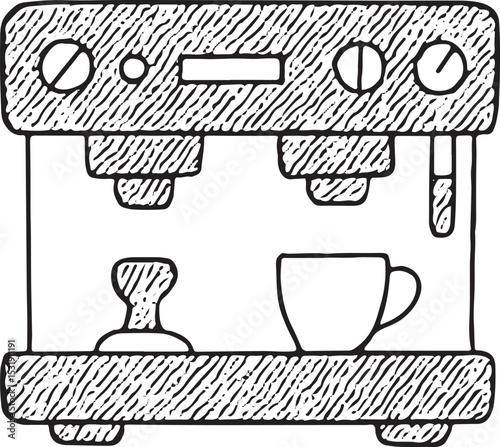A sleek espresso machine with steam, central to coffee brewing. Great for cafe equipment visuals, barista tutorials, or coffee shop interior design illustrations