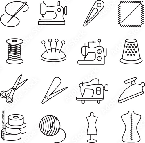 Sewing Tools and Equipment Icons A Comprehensive Guide to Sewing Supplies