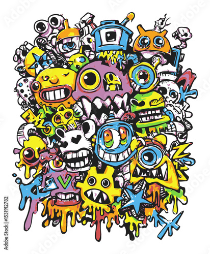Colorful Abstract Vector Art of Playful Monster Characters and Designs