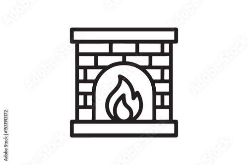 Fireplace Outline silhouette vector with white background