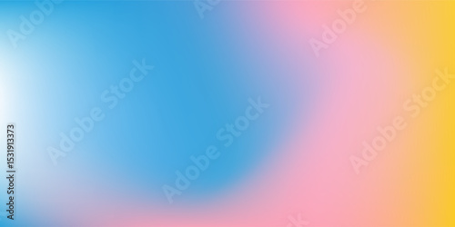 Modern clear blue sky. Pastel rainbow. Light blue, pink and yellow color vector banner. Pastel gradient sky pattern. Blurred light fuzz colorful gradient abstract simple