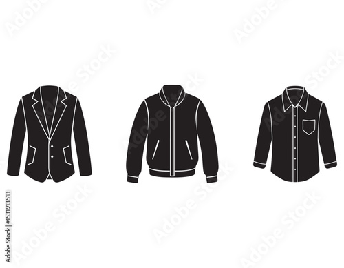bomber jacket sketch blazer sketch shirt sketch icon-silhouette vector illustration