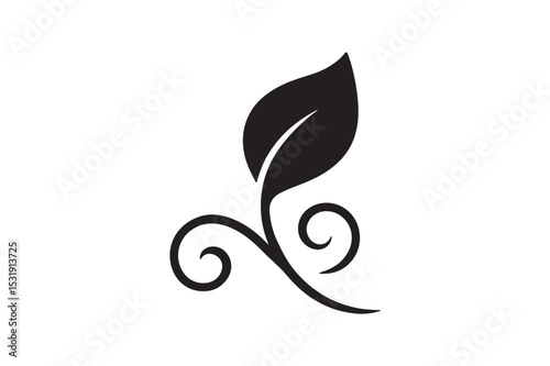 Leaf Swirl Vector silhouette vector with white background