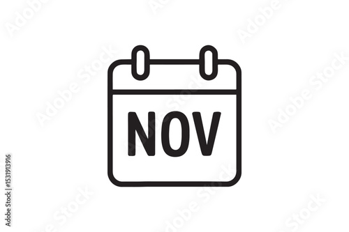 November Calendar Icon silhouette vector with white background