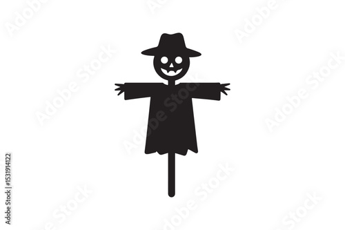 Scarecrow silhouette vector with white background
