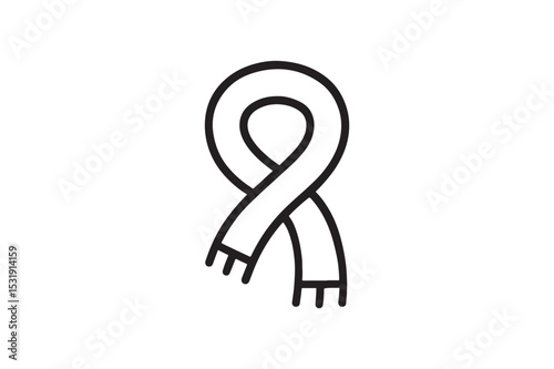 Scarf Line Art silhouette vector with white background