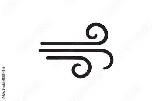 Wind Gust Icon silhouette vector with white background