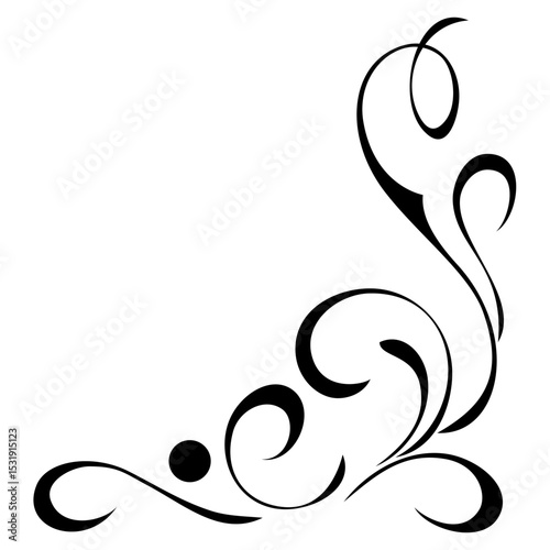corner decorative element with an ornate pattern of smooth lines; graphic design