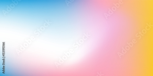Modern clear blue sky. Pastel rainbow. Light blue, pink and yellow color vector banner. Pastel gradient sky pattern. Blurred light fuzz colorful gradient abstract