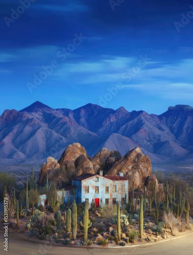 Desert home nestled in mountains