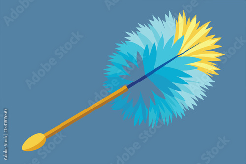 Vibrant Blue and Yellow Feather Duster Cleaning Supplies for a Sparkling Home