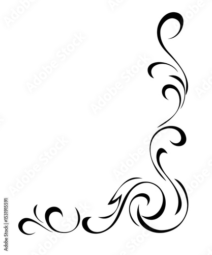 corner decorative element with an ornate pattern of smooth lines; graphic design