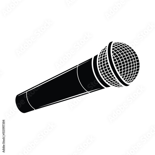 Wireless microphone icon black silhouette design