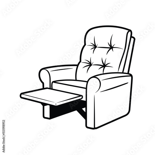 Recliner chair with pull out tray line art illustration