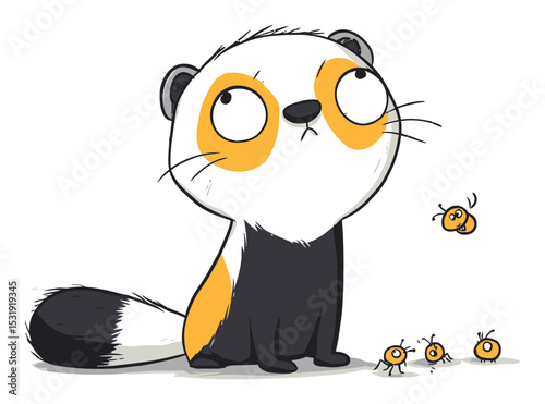 Cute Cartoon Animal with Bee Characters in Flat Vector Style Illustration