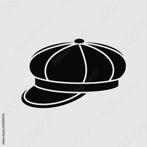 Newsboy cap icon black and white illustration