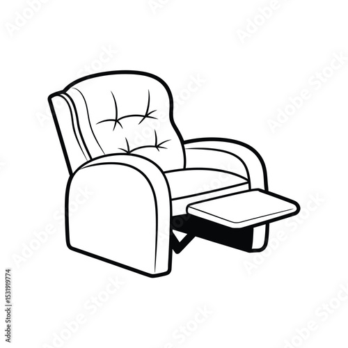Recliner chair with side tray line art illustration