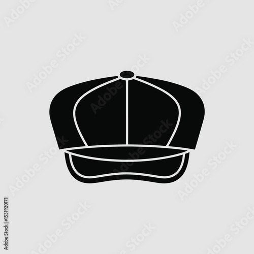 Simple black and white newsboy cap icon