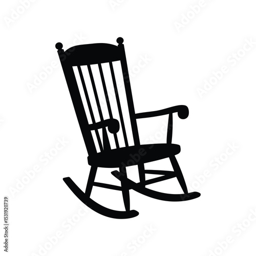 Classic wooden rocking chair silhouette illustration