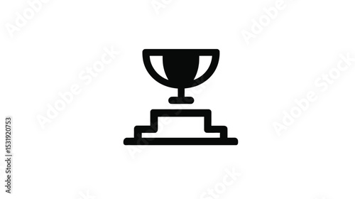 Achievement Unlocked: Winning Trophy Icon on Podium - Vector Graphic