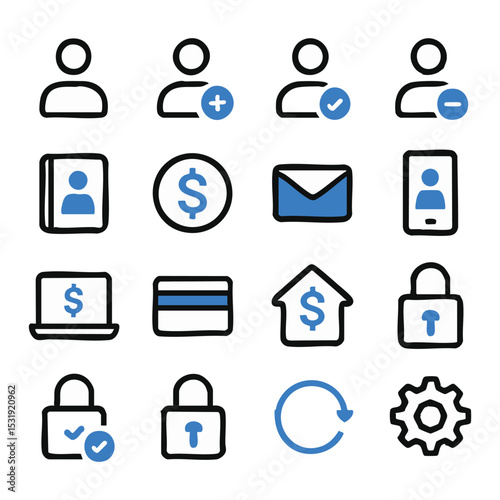 Collection of Simple HandDrawn Utility Icons for Digital Services