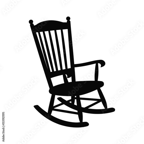 Classic black silhouette rocking chair illustration