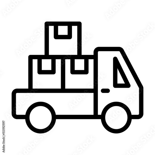 Delivery Truck Vector Line Icon Design