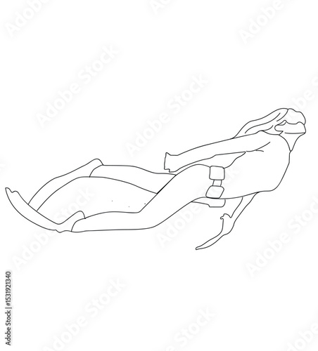 diver explore sea bottom with seaweeds and corals. Girl in mask and costume explore underwater tropical reef,