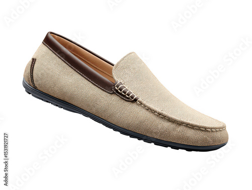 Beige men s loafer shoe isolated on transparent background