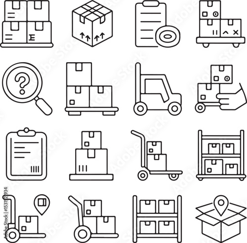 Logistics and Warehouse Management Icon Set for Efficient Supply Chain