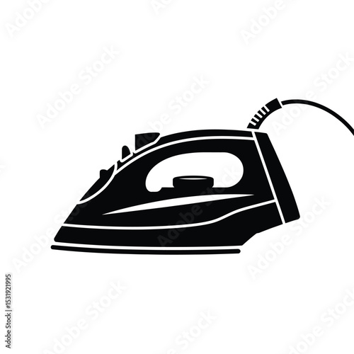 Black silhouette of modern electric iron