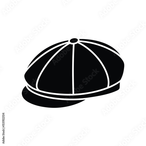 Black and white illustration of a newsboy cap