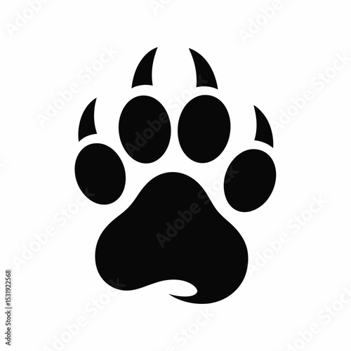 Black silhouette of a large cat paw print