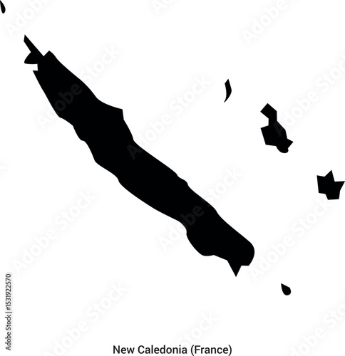 new caledonia (france) sillouette map vector isloated on a white background