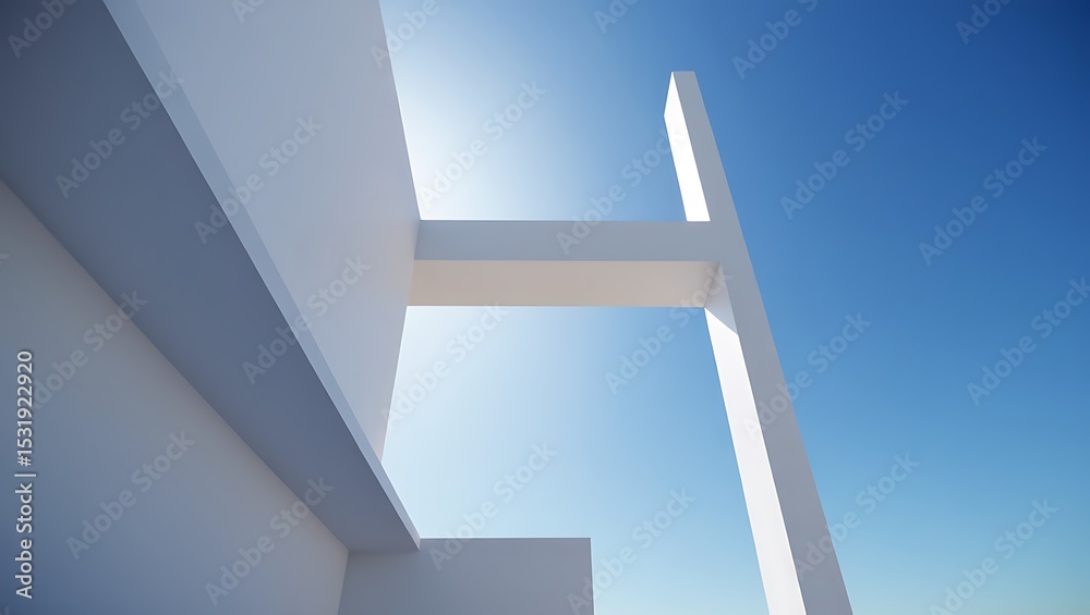 Obraz premium Modern Architecture's Geometric Simplicity Against a Clear Sky