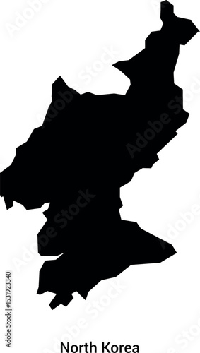 north korea map sillouette vector isloated on a white background