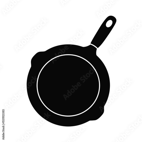 Simple black silhouette of a frying pan