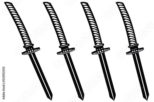 Elegant Katana Sword Illustrations  High-Resolution Vector Graphics for Design Projects