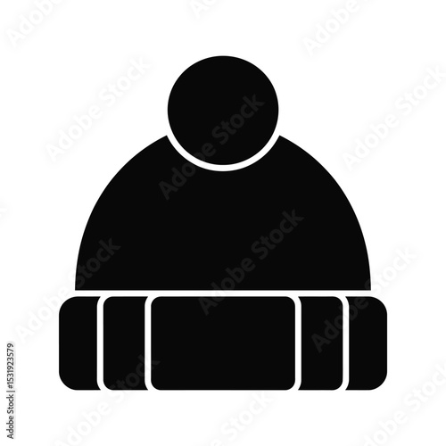 Simple black silhouette of a winter beanie hat