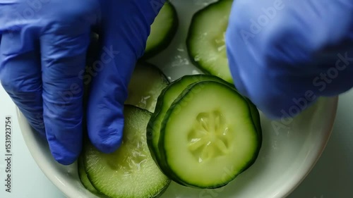 Relaxing skincare routine featuring cucumber slices for refreshing facial treatment