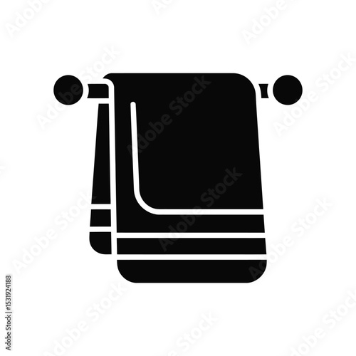 Bathroom towel hanging on rack icon graphic