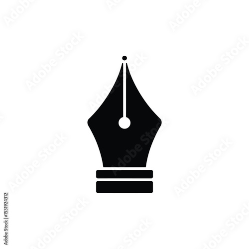 Simple black ink pen nib icon illustration