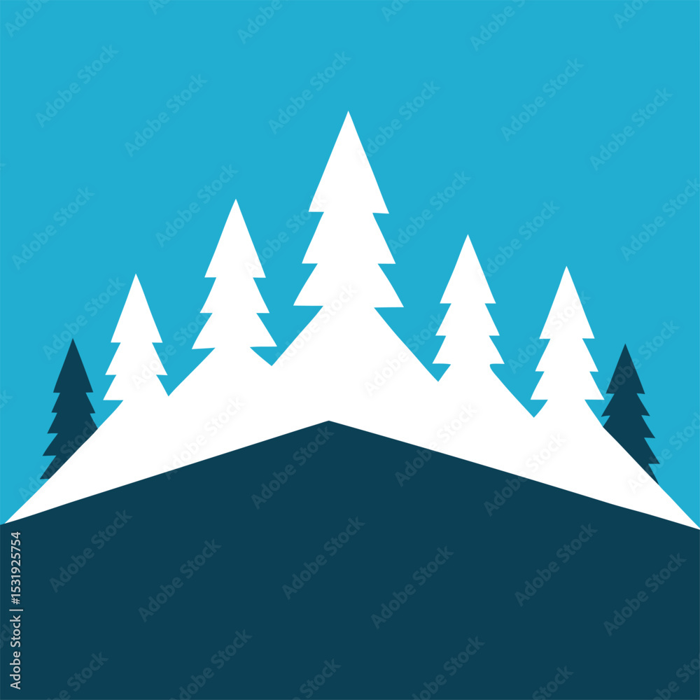 Obraz premium Winter landscape with fir trees on a snowy hill