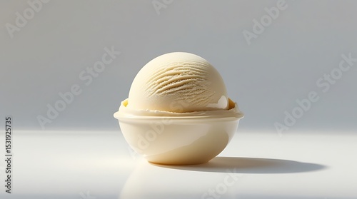Isolated cream ice cream scoop with smooth texture on a white background, perfect for packaging and dessert visuals.