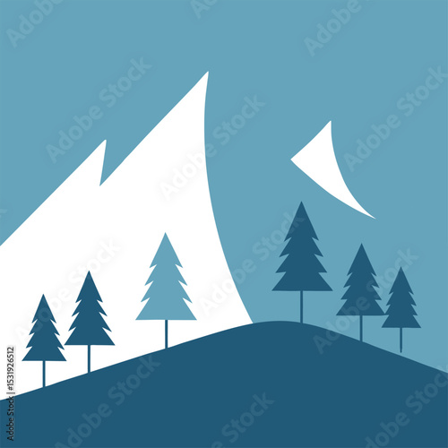 Wallpaper Mural Winter Mountain Landscape with Trees Torontodigital.ca