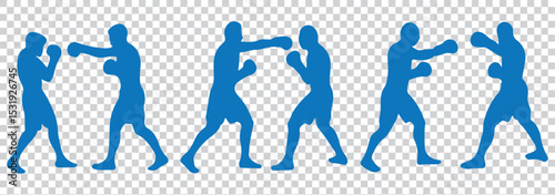 Silhouette of a man throwing a punch with body twisted and focused, silhouette of a boxer
 EPS 10