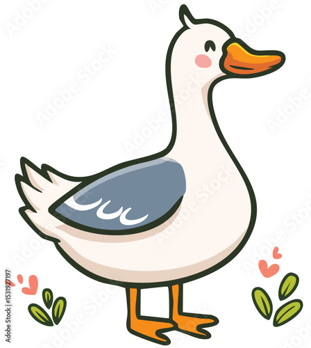 Simple Goose with Orange Beak